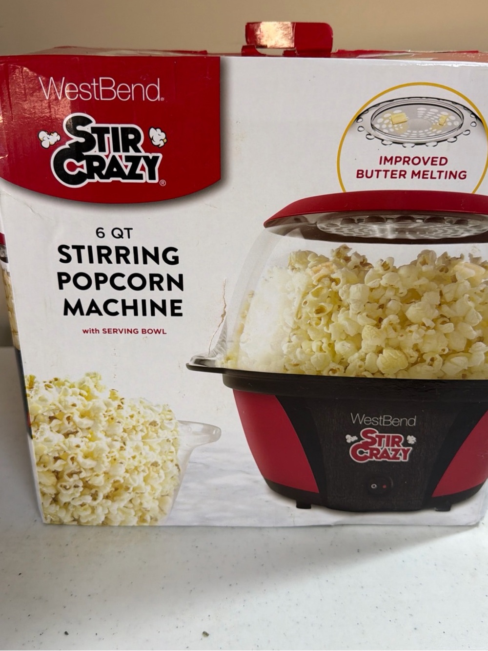 StirCrazy 6 QT Stirring Popcorn Machine in Red